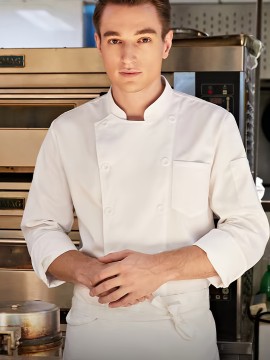 Long Sleeves Button Boat Neck Work Overalls For Hotel Restaurant Kitchen Baking, Chef Work Clothes, Men's Clothing