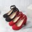 Women's Red Block Heels, Elegant Solid Color Buckle Strap Pumps, Women's Fashion Pumps