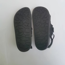 Men's Casual Sandals With Fabric Uppers, Outdoor Anti-skid Hook & Loop Fastener Summer Beach Sandals For Outdoor Walking